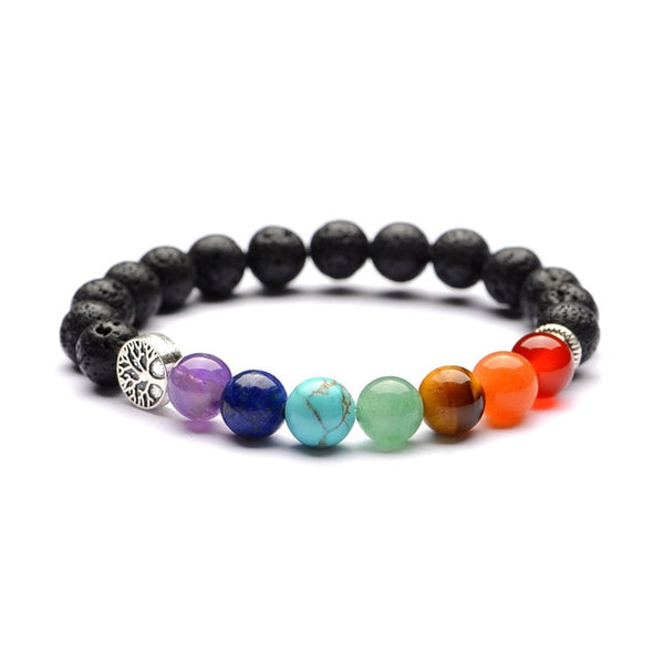 8mm Lava Stone tree of life 7 Chakra  Healing Balance Beads Reiki Buddha Prayer  Essential Oil Diffuser Bracelet Jewelry