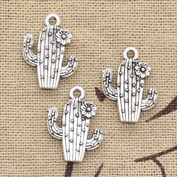 8pcs Charms desert cactus flower 20x15mm Antique Silver Bronze Plated Pendants Making DIY Handmade Tibetan Finding Jewelry