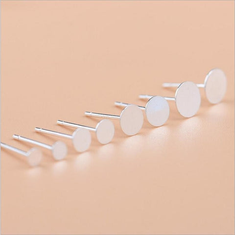 925 Sterling Silver Earring Stud Cabochon Flat Base Pad Blank 2mm-8mm For Diy Earring Pins Making Setting Component Findings