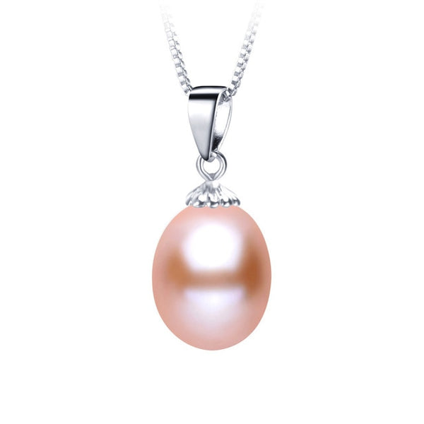 AAAA Genuine Freshwater Pearl Pendants 8-9mm 925 Sterling Silver Necklace For Women Wholesale Small Size Natural Pearl Jewelry