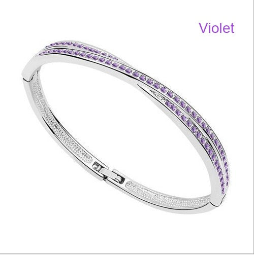 AAAA+ Rhinestones Circle Cuff X Bracelet Bangle Fashion jewelry free drop shipping charms women cute romantic lover gift quality