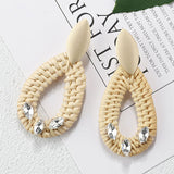 AENSOA Multiple 2019 Korea Handmade Bamboo Braid Pendent Drop Earrings New Fashion Rattan Vine Knit Long Earrings For Women Girl