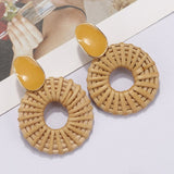 AENSOA Multiple 2019 Korea Handmade Bamboo Braid Pendent Drop Earrings New Fashion Rattan Vine Knit Long Earrings For Women Girl