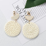 AENSOA Multiple 2019 Korea Handmade Bamboo Braid Pendent Drop Earrings New Fashion Rattan Vine Knit Long Earrings For Women Girl