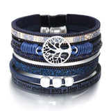 ALLYES Leather Bracelets for Women 2019 Fashion Tree of Life Ladies Bohemian Multilayer Wide Wrap Bracelet Female Jewelry