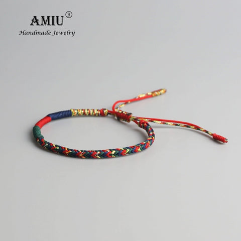 AMIU Tibetan Buddhist Lucky Charm Tibetan Bracelets & Bangles For Women Men Handmade Knots Green Rope Amulet Gift Bracelet