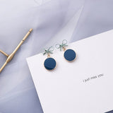 AOMU Trend Korean Blue Geometric Acrylic Irregular Hollow Circle Square Dangle Earrings for Women Metal Bump Party Beach Jewelry