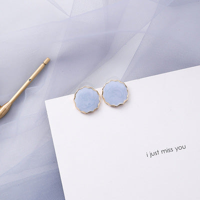 AOMU Trend Korean Blue Geometric Acrylic Irregular Hollow Circle Square Dangle Earrings for Women Metal Bump Party Beach Jewelry