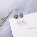 AOMU Trend Korean Blue Geometric Acrylic Irregular Hollow Circle Square Dangle Earrings for Women Metal Bump Party Beach Jewelry