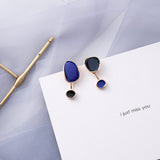 AOMU Trend Korean Blue Geometric Acrylic Irregular Hollow Circle Square Dangle Earrings for Women Metal Bump Party Beach Jewelry