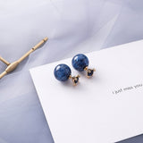 AOMU Trend Korean Blue Geometric Acrylic Irregular Hollow Circle Square Dangle Earrings for Women Metal Bump Party Beach Jewelry