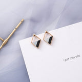 AOMU Trend Korean Blue Geometric Acrylic Irregular Hollow Circle Square Dangle Earrings for Women Metal Bump Party Beach Jewelry