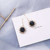 AOMU Trend Korean Blue Geometric Acrylic Irregular Hollow Circle Square Dangle Earrings for Women Metal Bump Party Beach Jewelry