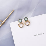 AOMU Trend Korean Blue Geometric Acrylic Irregular Hollow Circle Square Dangle Earrings for Women Metal Bump Party Beach Jewelry