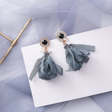 AOMU Trend Korean Blue Geometric Acrylic Irregular Hollow Circle Square Dangle Earrings for Women Metal Bump Party Beach Jewelry