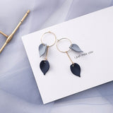 AOMU Trend Korean Blue Geometric Acrylic Irregular Hollow Circle Square Dangle Earrings for Women Metal Bump Party Beach Jewelry