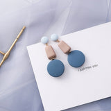 AOMU Trend Korean Blue Geometric Acrylic Irregular Hollow Circle Square Dangle Earrings for Women Metal Bump Party Beach Jewelry