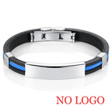 AZIZ BEKKAOUI 5 Colors Stainless Steel Bracelets for Women Men Rubber ID Bracelet Bangles Customized Logo Couple Jewelry Gift