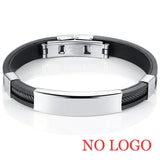 AZIZ BEKKAOUI 5 Colors Stainless Steel Bracelets for Women Men Rubber ID Bracelet Bangles Customized Logo Couple Jewelry Gift