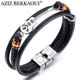 AZIZ BEKKAOUI Dropshipping Stainless Steel Guitar Bracelets Personalized Leather Bracelet  for Men Customized Logo Rope Bangle
