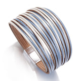 Amorcome Bohemian Leather Bracelets for Women 2019 Fashion Ladies Slim Strips Multilayer Wide Wrap Bracelet Female Jewelry Gift