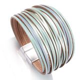Amorcome Bohemian Leather Bracelets for Women 2019 Fashion Ladies Slim Strips Multilayer Wide Wrap Bracelet Female Jewelry Gift