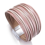 Amorcome Bohemian Leather Bracelets for Women 2019 Fashion Ladies Slim Strips Multilayer Wide Wrap Bracelet Female Jewelry Gift