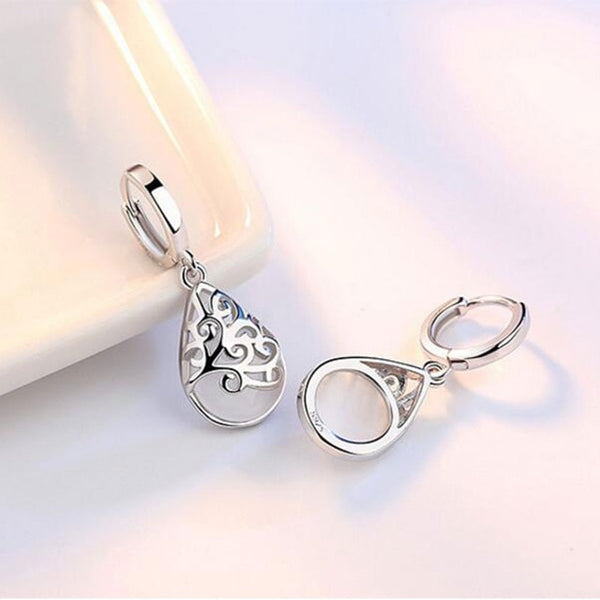 Anenjery 925 Sterling Silver Moonlight Opal Tears Totem Drop Earrings Gift pendientes oorbellen boucle d'oreille femmes S-E321