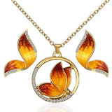 Animal Butterfly Jewelry sets Wedding Necklace Earrings Jewelry Sets Imitation pearls enamel necklace earring set for women