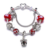 Animal Mickey Charm Bracelets & Bangles Women Jewelry Minnie Pink Bow-Knot Pendant Brand Bracelet DIY Handmade for Girl Gift