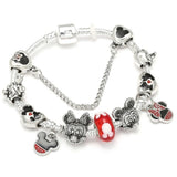 Animal Mickey Charm Bracelets & Bangles Women Jewelry Minnie Pink Bow-Knot Pendant Brand Bracelet DIY Handmade for Girl Gift