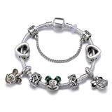 Animal Mickey Charm Bracelets & Bangles Women Jewelry Minnie Pink Bow-Knot Pendant Brand Bracelet DIY Handmade for Girl Gift