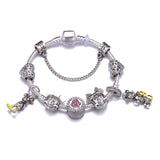 Animal Mickey Charm Bracelets & Bangles Women Jewelry Minnie Pink Bow-Knot Pendant Brand Bracelet DIY Handmade for Girl Gift