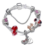 Animal Mickey Charm Bracelets & Bangles Women Jewelry Minnie Pink Bow-Knot Pendant Brand Bracelet DIY Handmade for Girl Gift