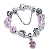 Animal Mickey Charm Bracelets & Bangles Women Jewelry Minnie Pink Bow-Knot Pendant Brand Bracelet DIY Handmade for Girl Gift