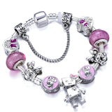 Animal Mickey Charm Bracelets & Bangles Women Jewelry Minnie Pink Bow-Knot Pendant Brand Bracelet DIY Handmade for Girl Gift