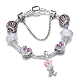 Animal Mickey Charm Bracelets & Bangles Women Jewelry Minnie Pink Bow-Knot Pendant Brand Bracelet DIY Handmade for Girl Gift