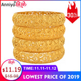 Anniyo 4 Pieces/Lot Gold Color Dubai Bangles for Women Ethiopian Bracelets Middle East Wedding Jewelry African Gifts #139006