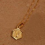Anniyo A-Z Letters Gold Color Charm Pendant Necklaces for Women Girls English Initial Alphabet Chain Jewelry Best Gifts #114006