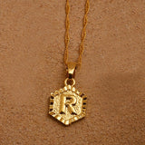Anniyo A-Z Letters Gold Color Charm Pendant Necklaces for Women Girls English Initial Alphabet Chain Jewelry Best Gifts #114006