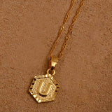 Anniyo A-Z Letters Gold Color Charm Pendant Necklaces for Women Girls English Initial Alphabet Chain Jewelry Best Gifts #114006