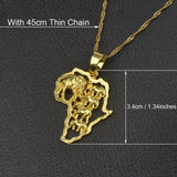 Anniyo Africa Map Pendant Necklace for Women Men Silver/Gold Color Ethiopian Jewelry Wholesale African Maps Hiphop Item #132106