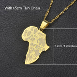 Anniyo Africa Map Pendant Necklace for Women Men Silver/Gold Color Ethiopian Jewelry Wholesale African Maps Hiphop Item #132106