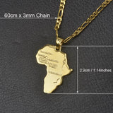 Anniyo Africa Map Pendant Necklace for Women Men Silver/Gold Color Ethiopian Jewelry Wholesale African Maps Hiphop Item #132106