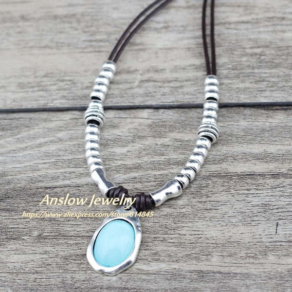 Anslow Fashion Jewelry Handmade DIY Wrap Leather Candy Style Short Necklace For Women Lady Female Party Gift LOW0076AN