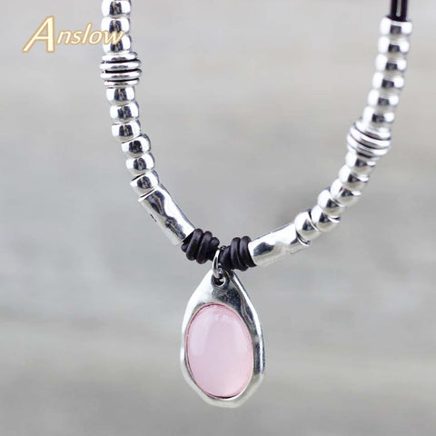 Anslow Fashion Jewelry Handmade DIY Wrap Leather Candy Style Short Necklace For Women Lady Female Party Gift LOW0076AN