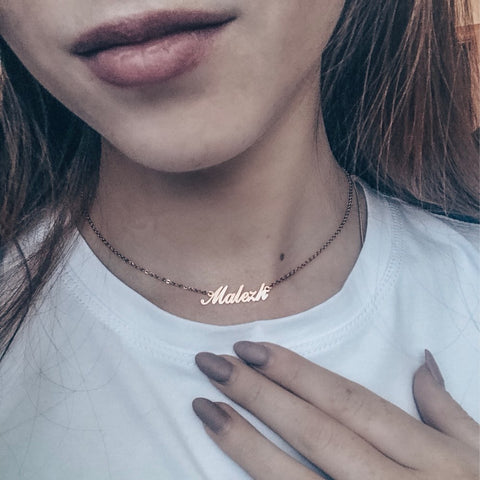 Any Personalized Custom Necklaces for Women Choker Gold Color Stainless Steel Crown Old English Arabic Nameplate Name Necklace