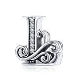 BAMOER 2019 NEW 925 Sterling Silver Vintage A to Z Clear CZ 26 Letter Alphabe Bead Charms Fit Bracelets DIY Jewelry BSC030