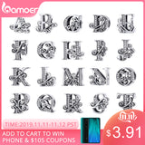 BAMOER 2019 NEW 925 Sterling Silver Vintage A to Z Clear CZ 26 Letter Alphabe Bead Charms Fit Bracelets DIY Jewelry BSC030