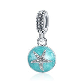 BISAER Starfish Moon Charms 925 Sterling Silver Summer Sea Starfish Moon STARS Pendants Charms Fit Bracelet Beads Jewelry Making